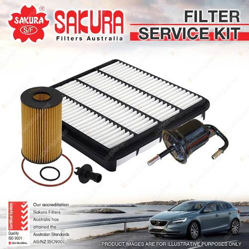 Sakura Oil Air Fuel Filter Service Kit for Toyota Landcruiser URJ202R 03/2012-On