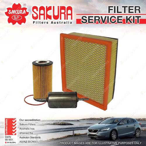 Sakura Oil Air Fuel Filter Service Kit for Volvo S40 MS38 06/2004-08/2010