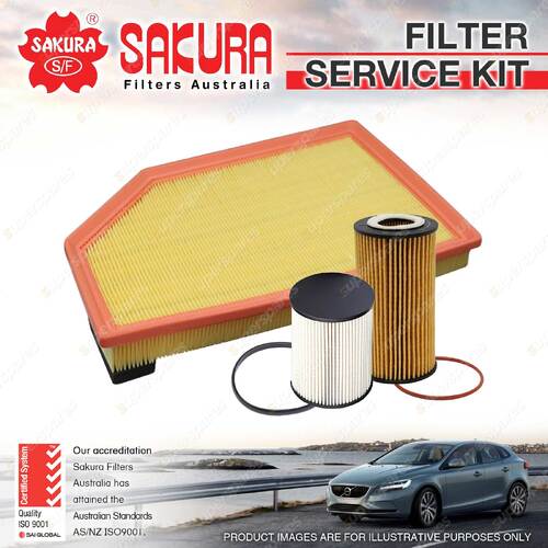 Sakura Oil Air Fuel Filter Service Kit for Volvo S80 AS71 D5 01/2007-On