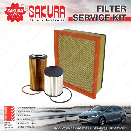 Sakura Oil Air Fuel Filter Service Kit for Volvo V50 MW77 D5 03/2007-10/2009