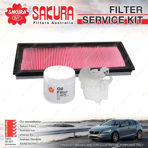 Sakura Oil Air Fuel Filter Service Kit for Subaru Liberty BP BL 2.0L 10/03-06/05