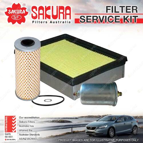 Sakura Oil Air Fuel Filter Service Kit for Ssangyong Musso 2.3L 09/97-1998