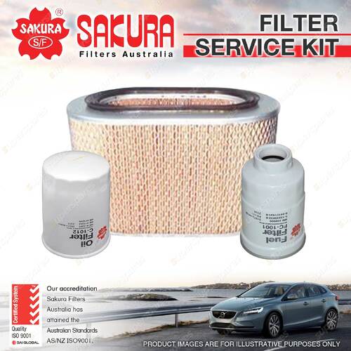 Sakura Oil Air Fuel Filter Service Kit for Mitsubishi Pajero NL 2.8L TD 93-00