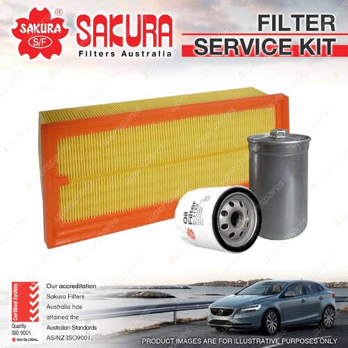 Sakura Oil Air Fuel Filter Service Kit for Saab 9-3 2.0LT 2.3L Petrol 4Cyl 98-00