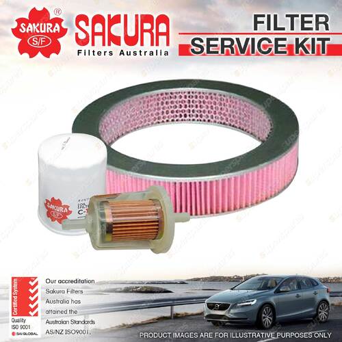 Sakura Oil Air Fuel Filter Service Kit for Ford Courier SGC 1.8L Petrol 4Cyl VC