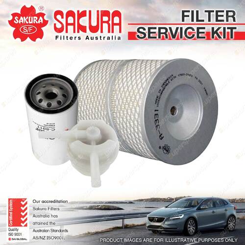 Sakura Oil Air Fuel Filter Service Kit for Toyota Bundera RJ70 2.4L 11/84-1989