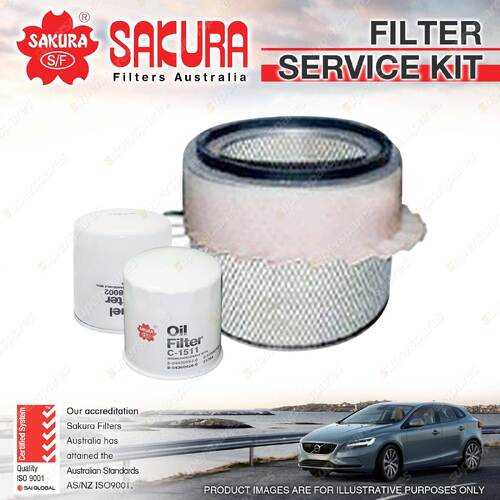 Sakura Oil Air Fuel Filter Service Kit for Holden Shuttle WFR51 2.0L D 82-86