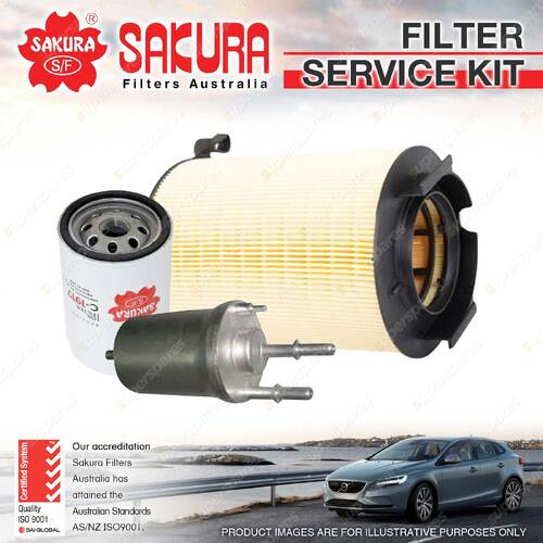 Sakura Oil Air Fuel Filter Service Kit for Audi A3 8P 1.6L SOHC 8V Petrol 4Cyl