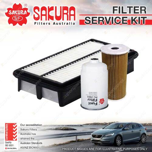 Sakura Oil Air Fuel Filter Service Kit for Kia Grand Carnival Van VQ 2.2L 11-15
