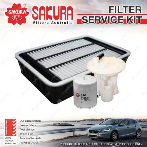 Sakura Oil Air Fuel Filter Service Kit for Mitsubishi Lancer Ralliart CJ WCF309