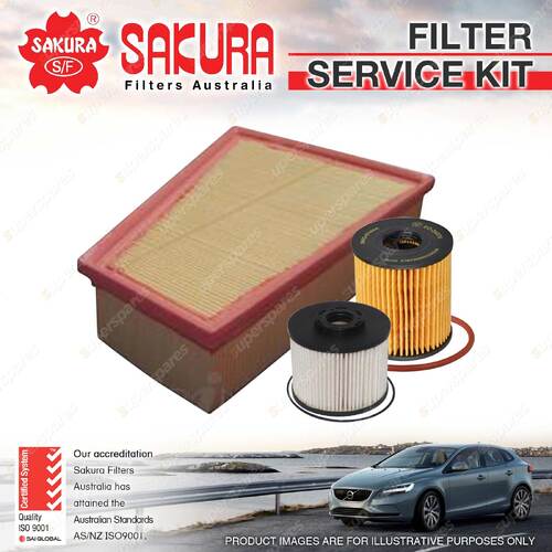Sakura Oil Air Fuel Filter Service Kit for Ford Mondeo MA MB MC 2.0L TDCi