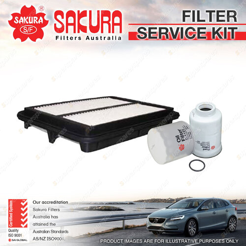 Sakura Oil Air Fuel Filter Service Kit for Nissan Navara D40 2.5L TD 06/06-03/15