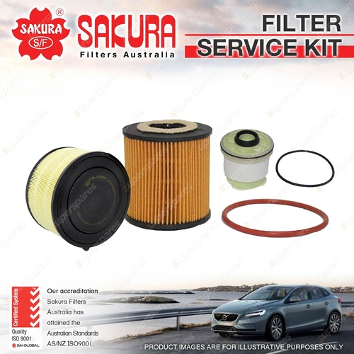 Sakura Oil Air Fuel Filter Service Kit for Ford Ranger PX 2.2L 3.2L 09/11-on