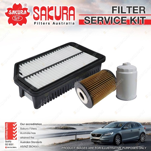 Sakura Oil Air Fuel Filter Service Kit for Hyundai i30 GD 1.6L CRDi 05/12-03/17