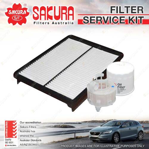 Sakura Oil Air Fuel Filter Service Kit for Hyundai Santa Fe DM 2.4L 09/12-on