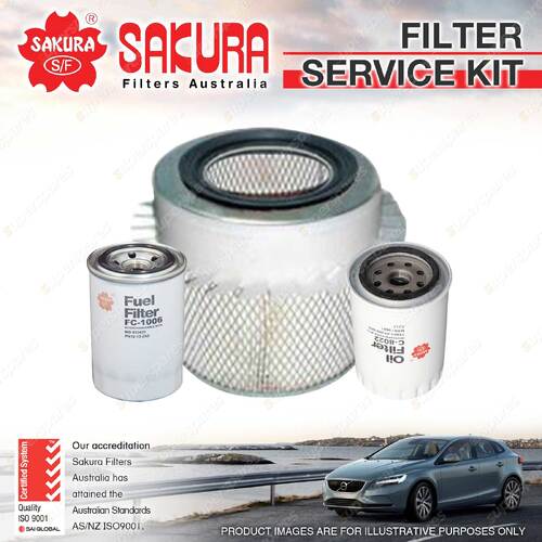 Sakura Oil Air Fuel Filter Service Kit for Kia Ceres S28A 2.2L D 06/92-01/97