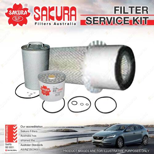 Sakura Oil Air Fuel Filter Service Kit for Ford Trader 711 811 4.1L Diesel 6Cyl
