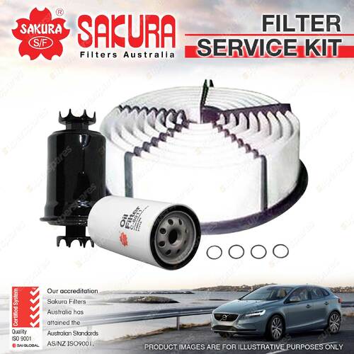 Sakura Oil Air Fuel Filter Service Kit for Toyota Cressida MX73 2.8L 10/84-1988