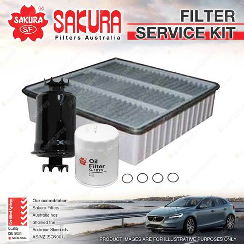 Sakura Oil Air Fuel Filter Service Kit for Mitsubishi Lancer CC 1.6L 09/92-07/96