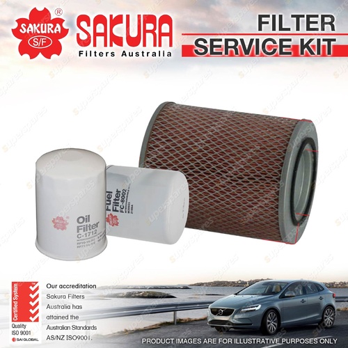 Sakura Oil Air Fuel Filter Service Kit for Holden Jackaroo UBS69 3.1L TD 92-98
