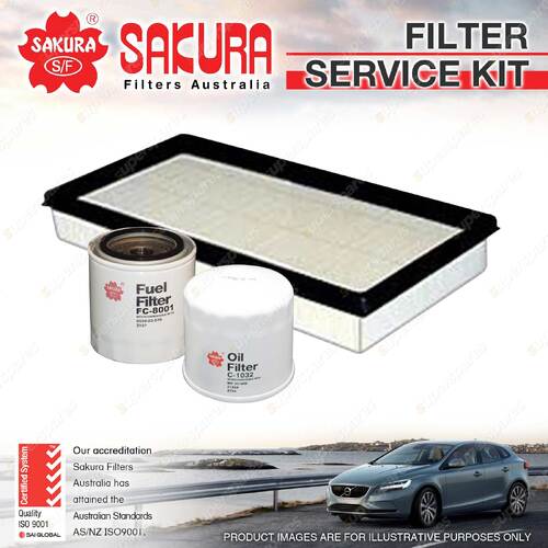 Sakura Oil Air Fuel Filter Service Kit for Mazda 626 GC 2.0L D 1983-1987
