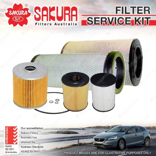 Sakura Oil Air Fuel Filter Service Kit for Mitsubishi FUSO FP54J 13.0L TD 03-08