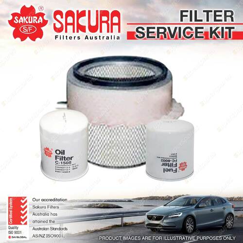 Sakura Oil Air Fuel Filter Service Kit for Isuzu NKR58 3.6L D 11/87-04/97