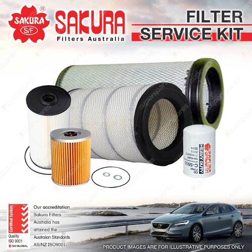 Sakura Oil Air Fuel Filter Service Kit for Isuzu GXD77 9.8L TD 2008-on