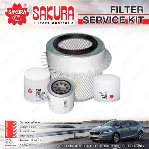 Sakura Oil Air Fuel Filter Service Kit for Mitsubishi FUSO Canter FG439 3.9L D