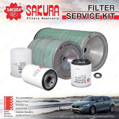 Sakura Oil Air Fuel Filter Service Kit for Hino Ranger 6 FD1J FD2J 8.0L TD 96-03
