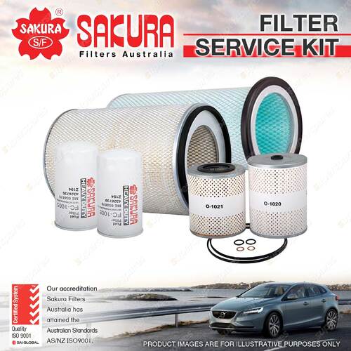 Sakura Oil Air Fuel Filter Service Kit for Mitsubishi FUSO FS428 11.1L TD 87-96