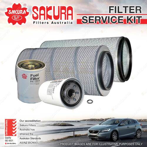 Sakura Oil Air Fuel Filter Service Kit for Mitsubishi FUSO Fighter FK417 FM517
