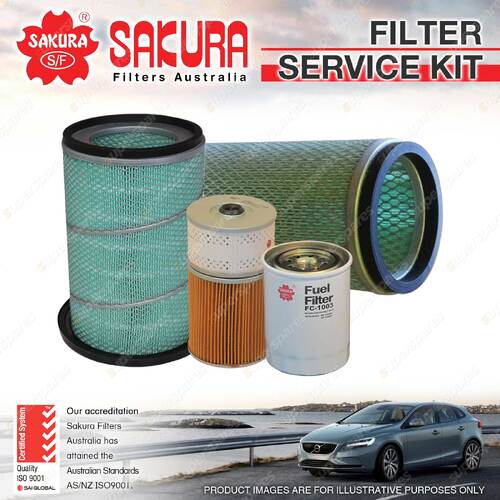 Sakura Oil Air Fuel Filter Service Kit for Mitsubishi FUSO Fighter FK455 6.5L D