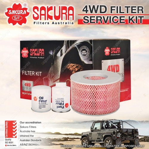 Sakura 4WD Filter Service Kit for Toyota Landcruiser HZJ105R 1HZ 6CYL 4.2 Diesel