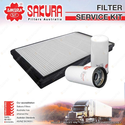 Sakura Oil Fuel Cabin Filter Service Kit for Kenworth K108 15.0L CUM ISX 07-11