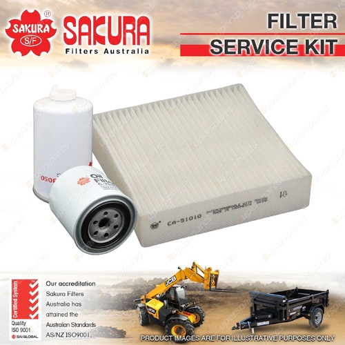 Sakura Oil Fuel Cabin Filter Service Kit for Manitou MT625 3.3L V3307DITE3B