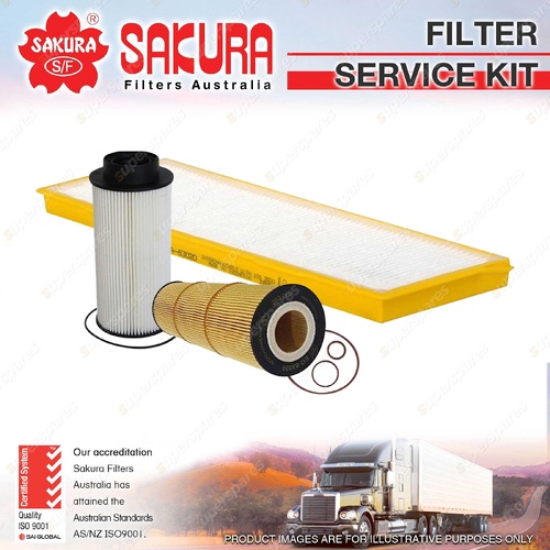 Sakura Oil Fuel Cabin Filter Service Kit for Scania P360 Series 5 12.7L DC13