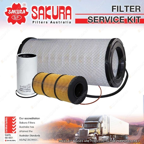 Sakura Oil Air Fuel Filter Service Kit for Western Star 4864FX 4800 2011-2013