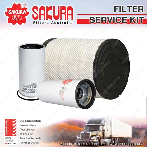 Sakura Oil Air Fuel Filter Service Kit for International Prostar 15L 2017-On