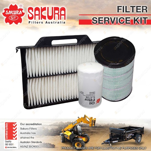 Sakura Oil Air Cabin Filter Service Kit for Hitachi ZX130W 4.3L 4BG1T 2004-2008