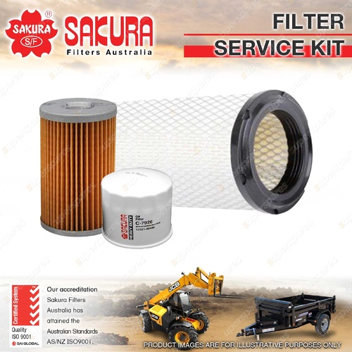 Sakura Oil Air Fuel Filter Service Kit for Kubota U45 2.2L V2203 2003-On