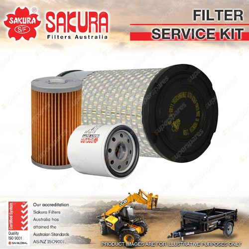 Sakura Oil Air Fuel Filter Service Kit for Kubota KX41-3 0.9L D902 2004-On