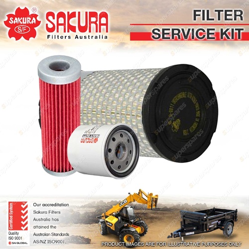 Sakura Oil Air Fuel Filter Service Kit for Kubota B7300 K008 K008-3 0.7L