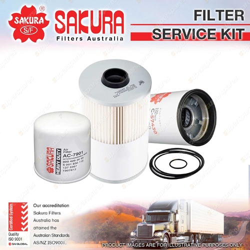 Sakura Oil Air Fuel Filter Service Kit for Freightliner Columbia CL120 2004-2007