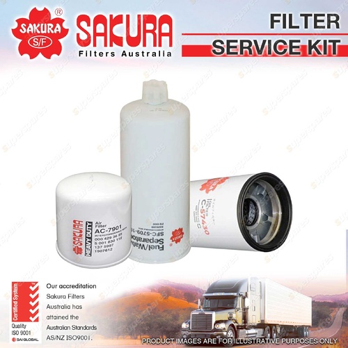 Sakura Oil Air Fuel Filter Service Kit for Sterling LT9500 10.8L 1999-2005