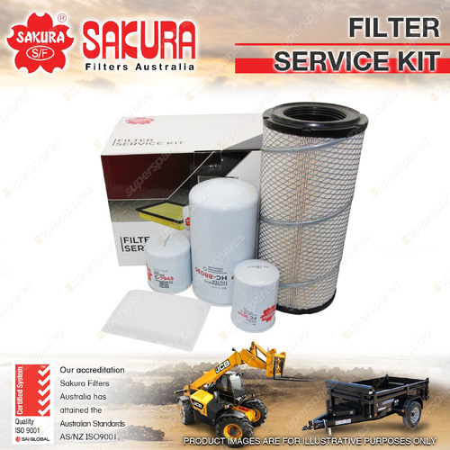 Sakura Oil Air Fuel Cabin Filter Service Kit for Kubota M110GX 3.8L I4 8V 20-On
