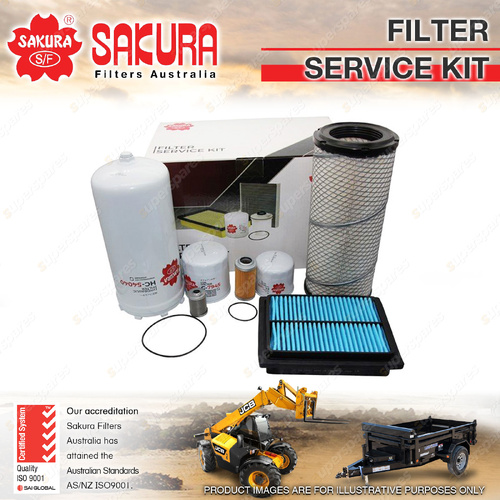 Sakura Oil Air Fuel Cabin Filter Service Kit for Kubota KX080-3 3.8L I4 8V 07-21