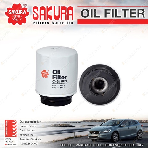 Sakura Oil Filter for Audi A1 8X 1.2L A3 8P 1.4L TFSi Petrol 4Cyl MPFI
