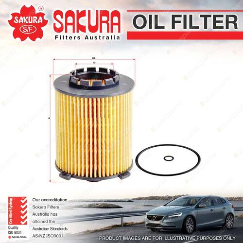 Sakura Oil Filter for Volvo S60 XC40 T4 T5 XZ XC60 B5 B6 T8 2.0L I4 16V 18-On