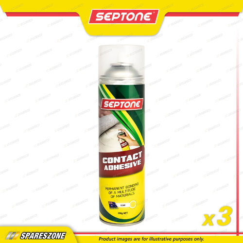 3 x Septone Contact Adhesive Aerosol Spray 350 Gram Heat & Water Resistant